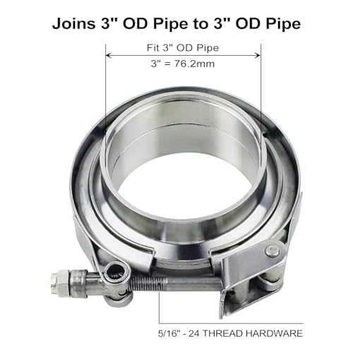 ROADFORMER 3 inch V Band Clamp with Flanges, Quick Release, 4 Pack - size: 3 inch