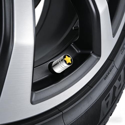 8-Pack Yellow Star Valve Stem Caps