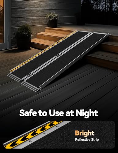 FACHNUO 5FT Portable Wheelchair Ramp for Home Steps, with Support Legs - size: 5FT(Using height 5-15'')