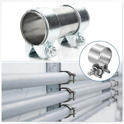 HARFINGTON 410 Stainless Steel Exhaust Clamp 1.77" Butt Joint Narrow Band Muffler Seal Exhaust Narrow Lap Butt Clamps for Pipes Mufflers Converters System Repair, Silver - size: Range 45-54 mm, Band Width 30mm