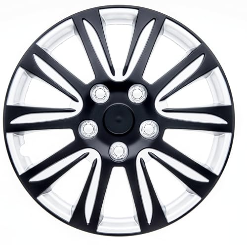 Akcsport Premium Hubcaps Wheel Covers for Toyota Nissan Kia Volkswagon 15 inch to 17 inch (Superior Black Silver, 16 inch) - size: 16 inch, style: Superior Black Silver