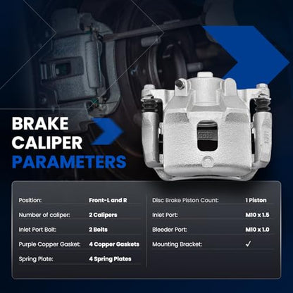 Front Brake Caliper Assembly for Chevrolet Cobalt 2005-2010 2.2L L4 - size: Front [18B4880 & 18B4881]