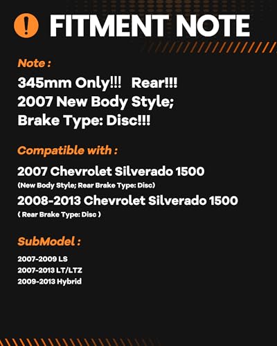 MOTOREVO Rear Brake Pads and Rotors Kit Compatible with Silverado 1500 [ 2007-2013 ], High-Carbon Alloy Drilled & Slotted Discos de Frenos Delanteros [ 13.6in, App Specific ] [ 2007: New Body Style ] - color: Rear, size: Rear 345mm 2007 New Body Style; Br