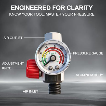 Paint Gun Regulator With Gauge Air Pressure Filter Separator G1/4NPT