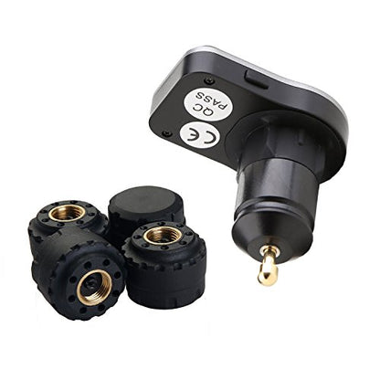Wireless Tire Pressure Monitoring System, Universal TPMS with Real-Time LCD Display, 5 Alarm Modes, 4 Advanced Waterproof Sensors, 2-Year Battery Life, Cigarette Lighter Plug, 0-6Bar/ 0-87PSI - size: rectangle display