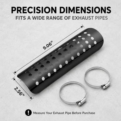PSLER Motorcycle Exhaust Heat Shield with Stainless Steel Clamps, 9" Black