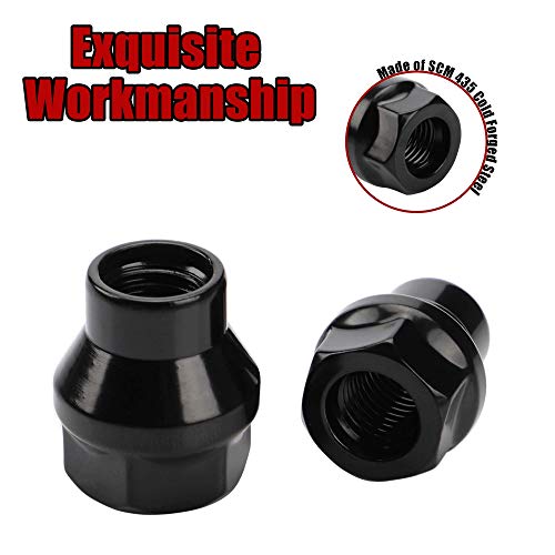 12x1.5 Extended (ET) Lug Nuts, Black, 24PCS - color: Black, size: 1.1inch