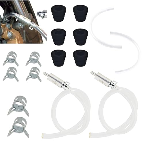 2 Pack Brake Bleeder Kit with One Way Check Valve, Hose, 6 Nozzle Caps & Clamps, Motorcycle Brake Fluid Bleeder Tools for Hydraulic System Bleeding, Car Clutch Fluid Replacement Hose