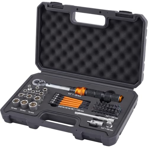 Bike Torque Wrench Set with Bits & Sockets, 1-25 Nm, 45-Piece Kit - size: 45-Piece