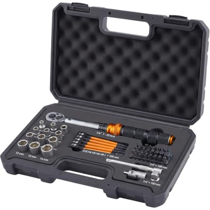 Bike Torque Wrench Set, 1-25 Nm, 1/4-Inch Drive, 45-Piece Kit - size: 45-Piece