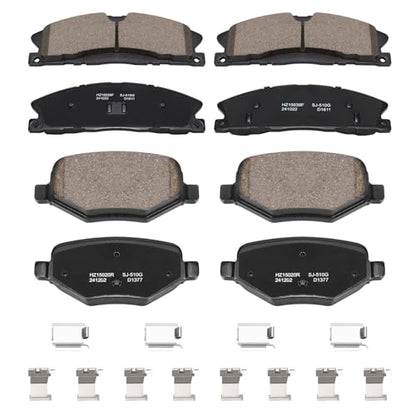 D1611+D1377 Front and Rear Ceramic Brake Pads Kit Fit For Ford Explorer/Flex/Taurus/Police Interceptor Sedan 2013-2019, For Police Interceptor Utility 2013-2018, For Lincoln MKT 2013-19 - style: HZ1611+HZ1377