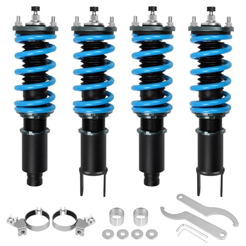 24 Levels Adjustable Coilovers Compatible with Honda Civic 1988-2000 CRX 1992-1995 Delsol 1993-1997 Integra 1990-2001 High Poundage Coil Spring Absorber Struts Suspension Lowering Kit Gray - color: Gray