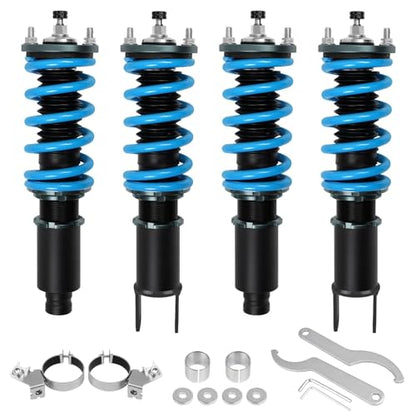 24 Levels Adjustable Coilovers Compatible with Honda Civic 1988-2000 CRX 1992-1995 Delsol 1993-1997 Integra 1990-2001 High Poundage Coil Spring Absorber Struts Suspension Lowering Kit Gray - color: Gray