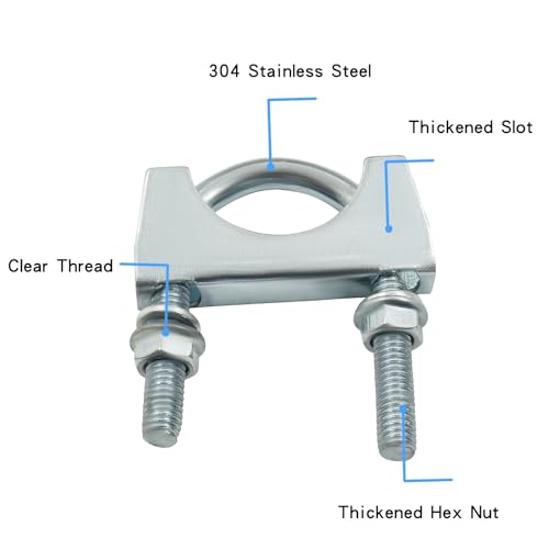 1-1/2'' U Bolt Muffler Exhaust Clamp with Saddle Style Pack of 2 - size: 1-1/2",2PCS