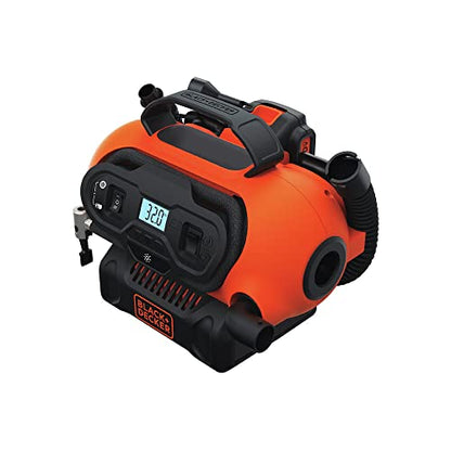 BLACK+DECKER Tire Inflator Portable Air Compressor, Air Pump for Inflatables, 3 Modes: Electric Outlet, 12V Car Adapter and Cordless 20V MAX, Battery Sold Separately (BDINF20C)