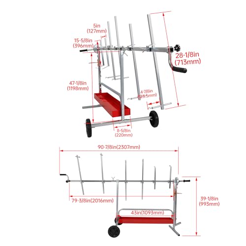 Auto Body Paint Stand 6 Racks, 360°Rotation w/Adjustable Bars, 2 - color: Red