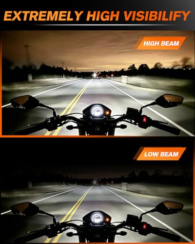MGLLGHT DOT 7 Inch LED Headlight Motorcycle 1000% Bright DRL Amber Turn Signal High/Low Beam, Projector Angel Eyes Compatible with Electra Glide Tour FLD Softail Street Glide Road King - color: Starry Design