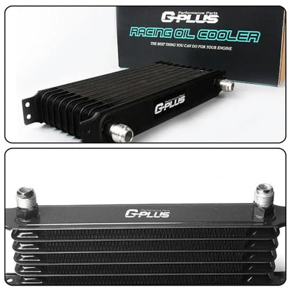 G-PLUS AN10-10AN 15 Row Japanese-style Universal Engine Aluminum Black Transmission Racing Oil Cooler - color: Black, size: 15 Row AN10