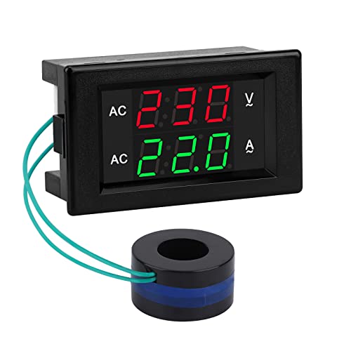 DROK Volt Amp Meter, AC 500V 100A Digital Voltmeter Ammeter Panel, 0.39 Inches LED 2in1 Multimeter, 2-Wire Voltage Amperage Tester Gauge with Current Transformer - size: AC 500V 100A