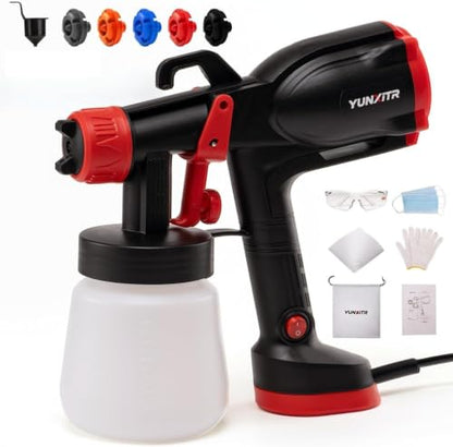 HVLP Electric Spray Paint Gun with 5 Nozzles (1mm-3mm) & 360° Adjustable Spray Angle - Paint Sprayer for Furniture, Cabinets, Fences, Walls, Ceilings - Indoor & Outdoor Use (Dark Black) - color: CX69-Dark Black