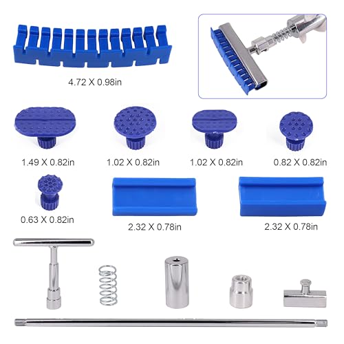 Paintless Dent Repair Tool,2 in 1 Slide Hammer dent Puller Car Repair Tool Kit with 20 pcs Suction Dent Puller, 2 Stainless Steel Grooves, 4 Puller Lines - style: 28PCS