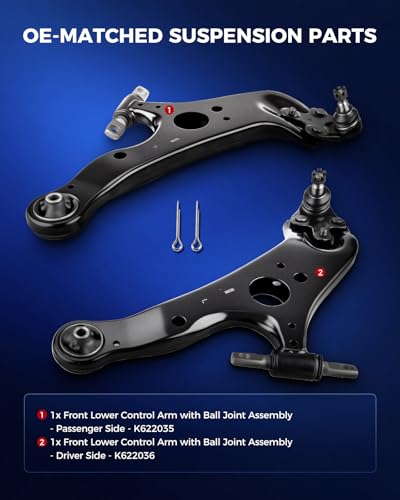 KAX Upgraded 2Pcs Front Lower Control Arms Assembly Fit for 𝐓𝐨𝐲𝐨𝐭𝐚 𝐒𝐢𝐞𝐧𝐧𝐚 Toyota Sienna 2011-2020, Pre-Assembled Ball Joints, High-Strength Steel, OE Replacement K622035 K622036 - size: Toyota Sienna 2011-2020