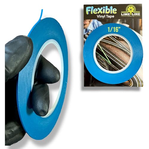 LiME LiNE Flexible Vinyl Fine Line Masking Tape for Automotive Custom Paint, No Residue Fineline Blue 1/4",1/8", 1/16" (C. 1/16") - color: 1/16"