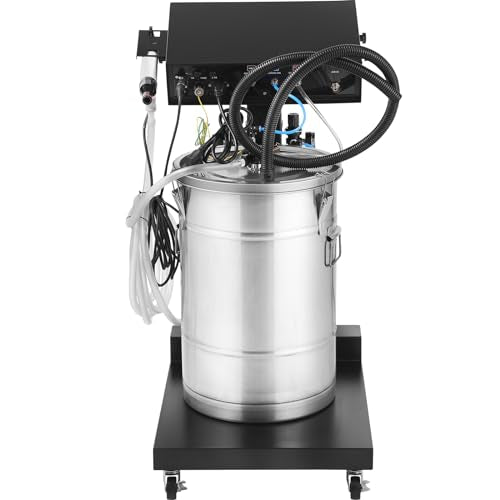 VEVOR Powder Coating System, 50W 100KV Electrostatic Output Machine with 50L Powder Hopper, 450g Per Minute Kit with Spray Gun and Trolley Base, Indoor and Outdoor - size: 500g/min