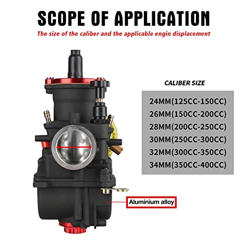 NIBBI Carburetor PWK24 fit Motorcycle Engine with 24mm Carb Jets for DirtBike MiniBike Pit Bike GY6 ATV - size: PWK24MM