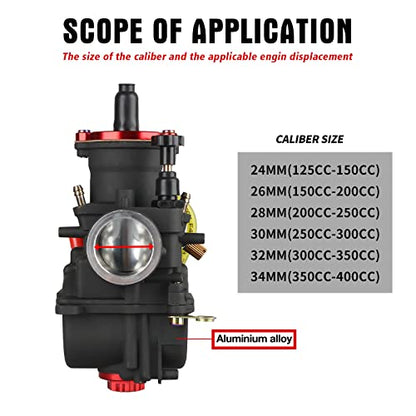 NIBBI Carburetor PWK24 fit Motorcycle Engine with 24mm Carb Jets for DirtBike MiniBike Pit Bike GY6 ATV - size: PWK24MM