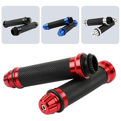 DREAMIZER 7/8 Handlebar Grips Non-Slip Motorcycle Grip w/Throttle Handle Grips Cable Clamp Compatible with Harley Honda Yamaha and More - color: Red