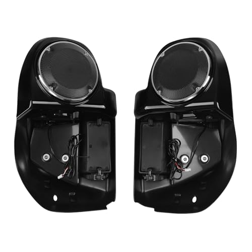Green-L Lower Vented Fairing with 6.5" Speaker Pods and LED Turn Signals Light Kit Fit for Harley Touring Road King Street Glide Electra Glide Ultra 2014-2024 - color: Gloss Black w/ Speaker Pods