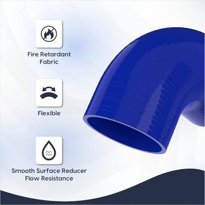 Endure 90 Degree Silicone Elbow Intake Hose 4-Ply, 3.5"(89mm) - Blue - color: Blue, size: ID - 3.5Inch(89mm)