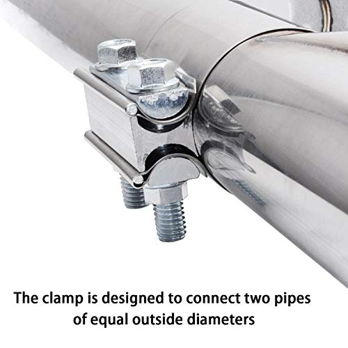 2PCS Exhaust Clamps 5 Inch Butt Joint Exhaust Pipe Muffler Clamp Band Stainless Steel Car Pipes System Connection for Cars - size: 5IN 2PCS Butt Joint Clamps