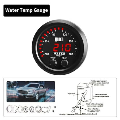 52mm Water Temperature Gauge with Joint Pipe Adaptor 30MM - color: Red, size: Joint Pipe: 30MM Blue