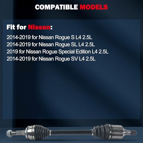 cciyu CV Axle Shaft Assembly for Nissan for Rogue 2017-2020 666467 - size: 17-9608