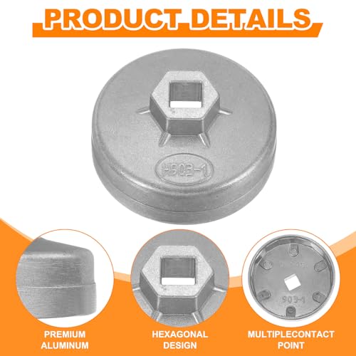 HARFINGTON 2pcs Oil Filter Cap Wrench 15/12 75mm Inner Dia 1/2" Square Cup - size: 15/12 Flute 75mm