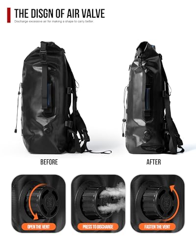 Grapelet Motorcycle Sissy Bar Bag, Waterproof Roll-Top Dry Backpack 35L
