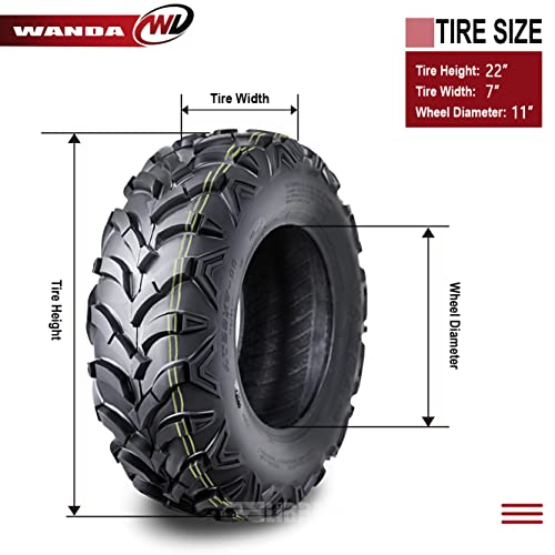 WANDA 2 Sport ATV Mud Tire 22x7-11 6PR for Honda Recon 250 Suzuki Ozark 250 - size: 22X7-11