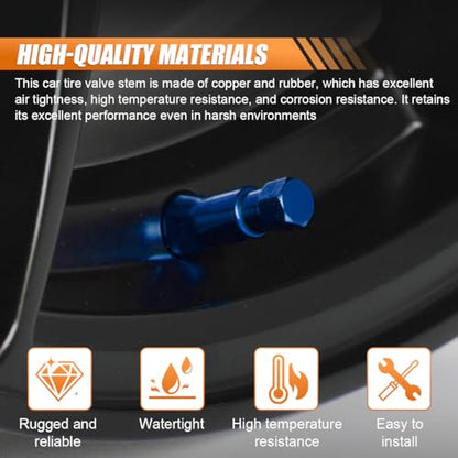 5PCS TR413AC Car Tire Valve Stems, Rubber, Snap-in (Blue) - color: Blue