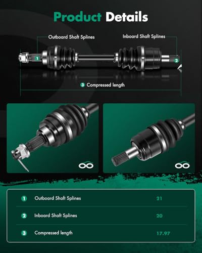 SCITOO Front CV Axle Shaft Assembly for Honda Rancher 350 2000-2005