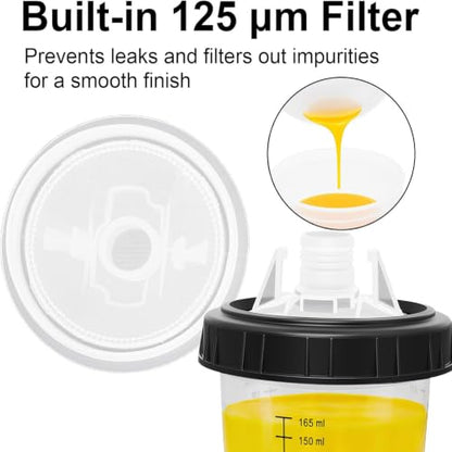 Paint Spray Gun Disposable Cups System 180ml (6oz) with Lids Liners - size: 6 Ounce Kit (180ml)
