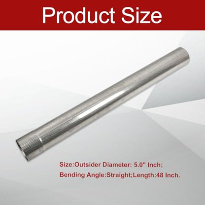 409 Steel 5'' Inch OD Straight Exhaust Pipe Mandrel Tubing Pipe - size: 5.0 Inch