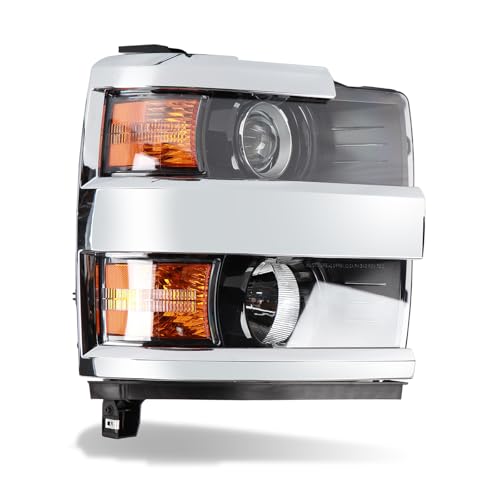 Headlights Assembly Compatible with 2015-2019 Chevy Silverado 2500HD - size: Chrome Right Side