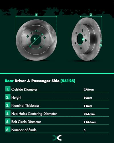 SCITOO Front 11.93" Rear 10.94" Brake Pads and Rotors Kits Fit - size: 55126+D1159 & 55125+D698 [4+8PCS]