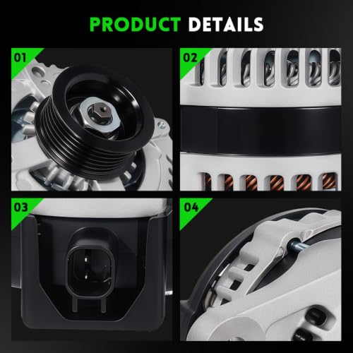 160A New Alternator for Dodge Grand Caravan, Chrysler Town & Country 08-10 3.3L 3.8L, Voyager 2008 3.3L, Jeep Wrangler 07-08, Volkswagen Routan 09-10 3.8L, Replace 11295 4801304AA - size: 11295N