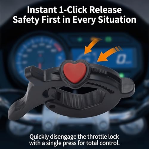 Motorcycle Cruise Control Assist, Throttle Lock Clamp with Quick Release Button, Anti-slip Handlebar Booster for Outdoor Long Rides, Modification Accessory for Motorcycles E-bikes (Black)