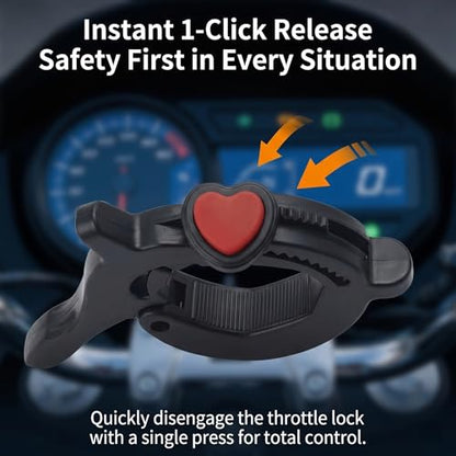 Motorcycle Cruise Control Assist, Throttle Lock Clamp with Quick Release Button, Anti-slip Handlebar Booster for Outdoor Long Rides, Modification Accessory for Motorcycles E-bikes (Black)