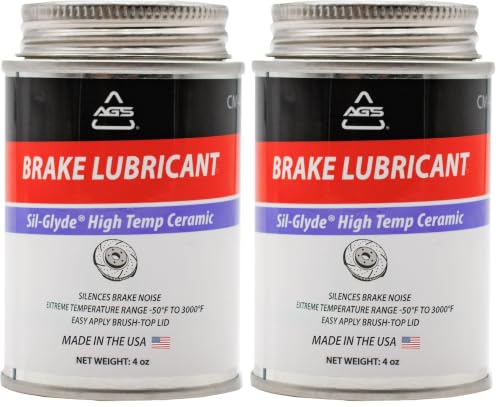 AGS Automotive Solutions Brush Top Can Ceramic-Glyde Silicone Brake Lubricant, 4oz, Compatible with Ceramic and Metallic Brake Pads, Noise Reduction Technology (Pack of 2) - size: 4oz (Pack of 2)