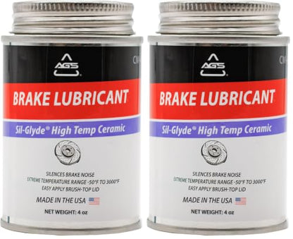AGS Automotive Solutions Brush Top Can Ceramic-Glyde Silicone Brake Lubricant, 4oz, Compatible with Ceramic and Metallic Brake Pads, Noise Reduction Technology (Pack of 2) - size: 4oz (Pack of 2)